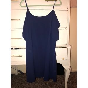 Blue chiffon cold-shoulder dress
